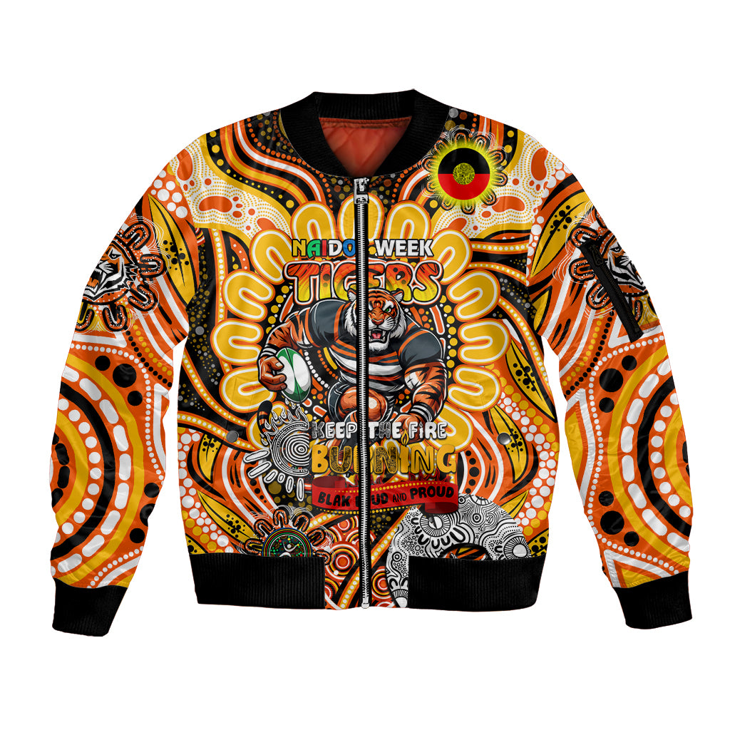 Custom NAIDOC Week 2024 Tigers Sleeve Zip Bomber Jacket Mascot Rugby