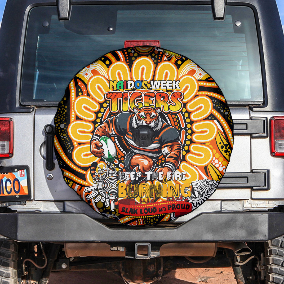 NAIDOC Week 2024 Tigers Spare Tire Cover Mascot Rugby