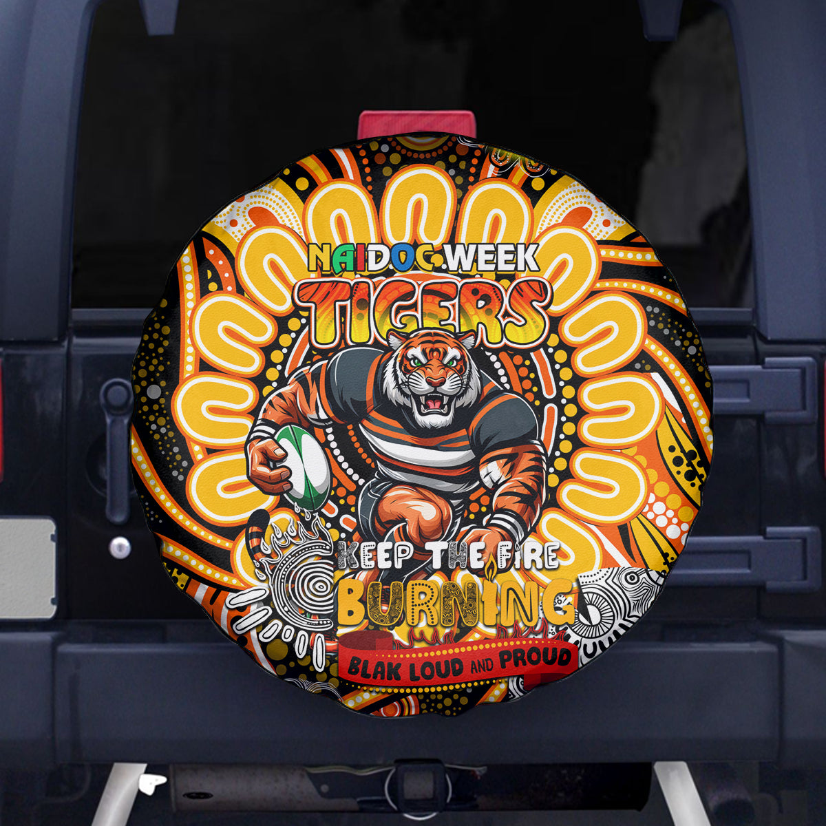 NAIDOC Week 2024 Tigers Spare Tire Cover Mascot Rugby