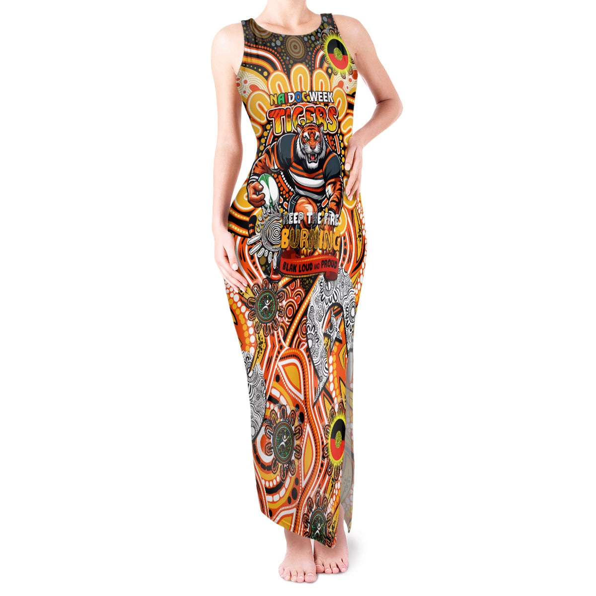 Custom NAIDOC Week 2024 Tigers Tank Maxi Dress Mascot Rugby
