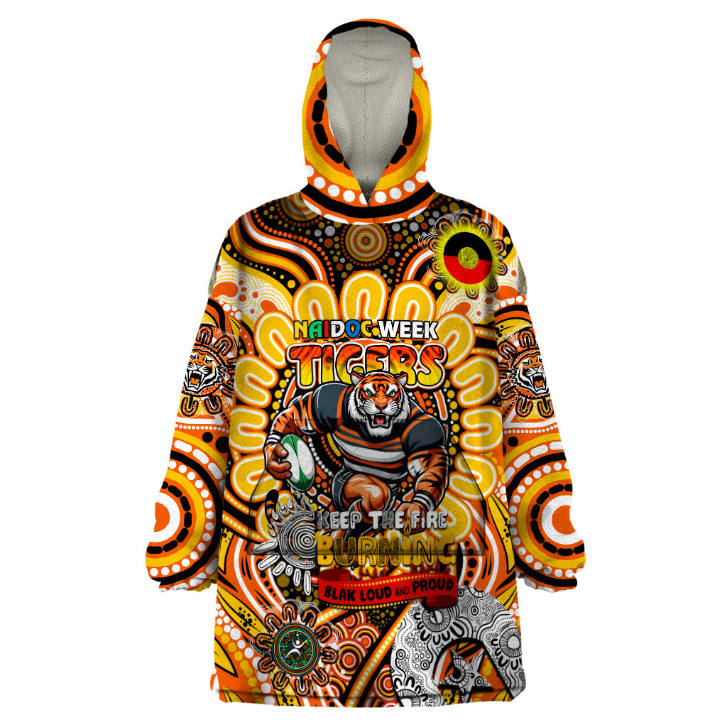 Custom NAIDOC Week 2024 Tigers Wearable Blanket Hoodie Mascot Rugby