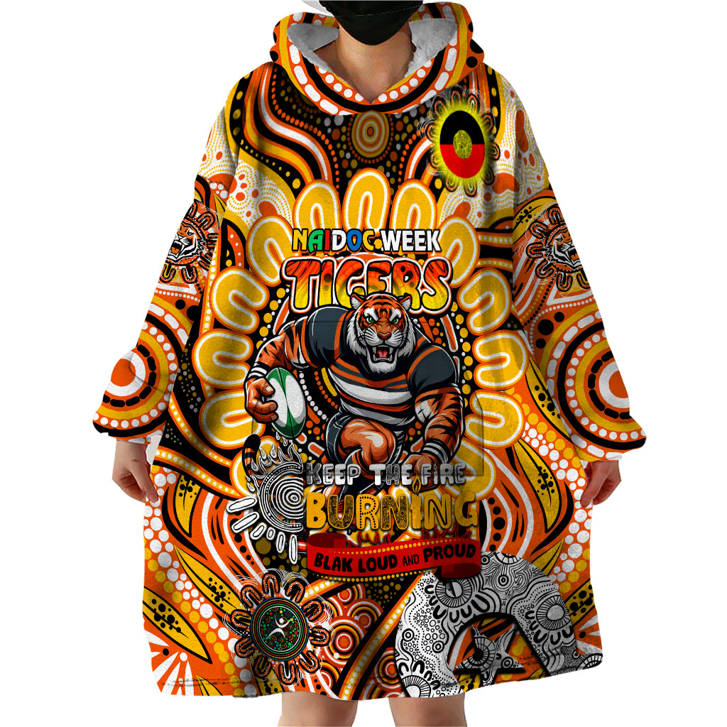 Custom NAIDOC Week 2024 Tigers Wearable Blanket Hoodie Mascot Rugby