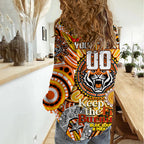Custom NAIDOC Week 2024 Tigers Women Casual Shirt Mascot Rugby
