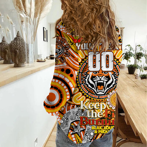 Custom NAIDOC Week 2024 Tigers Women Casual Shirt Mascot Rugby
