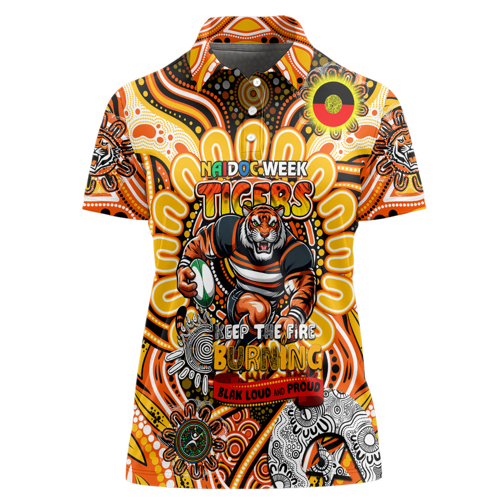 Custom NAIDOC Week 2024 Tigers Women Polo Shirt Mascot Rugby