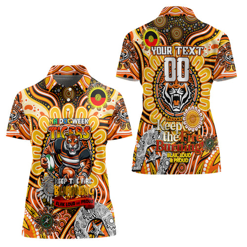 Custom NAIDOC Week 2024 Tigers Women Polo Shirt Mascot Rugby