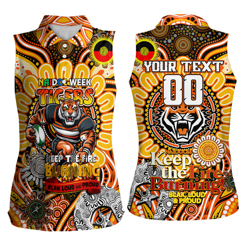 Custom NAIDOC Week 2024 Tigers Women Sleeveless Polo Shirt Mascot Rugby