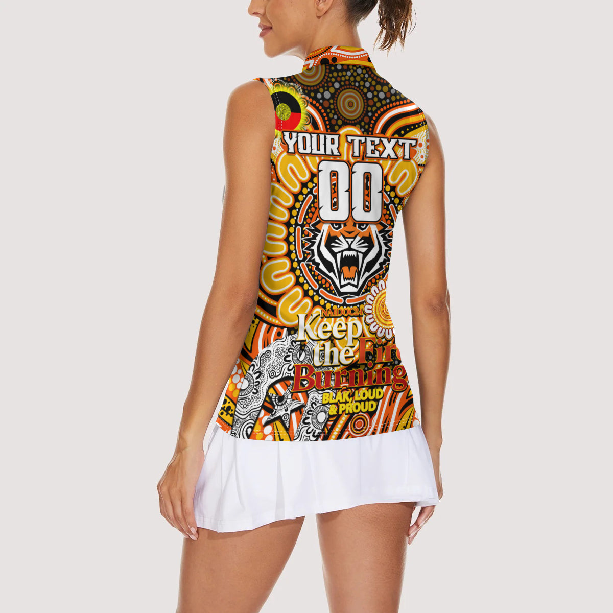 Custom NAIDOC Week 2024 Tigers Women Sleeveless Polo Shirt Mascot Rugby