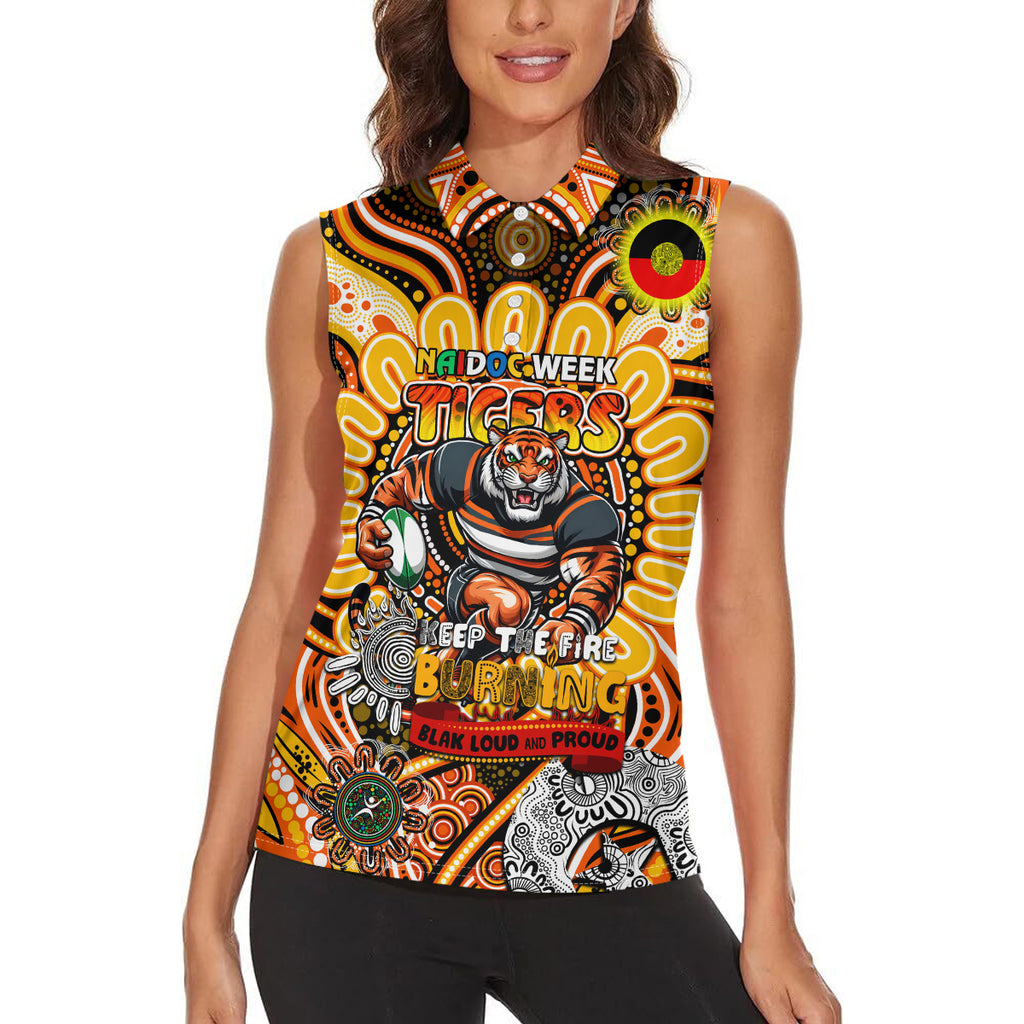 Custom NAIDOC Week 2024 Tigers Women Sleeveless Polo Shirt Mascot Rugby