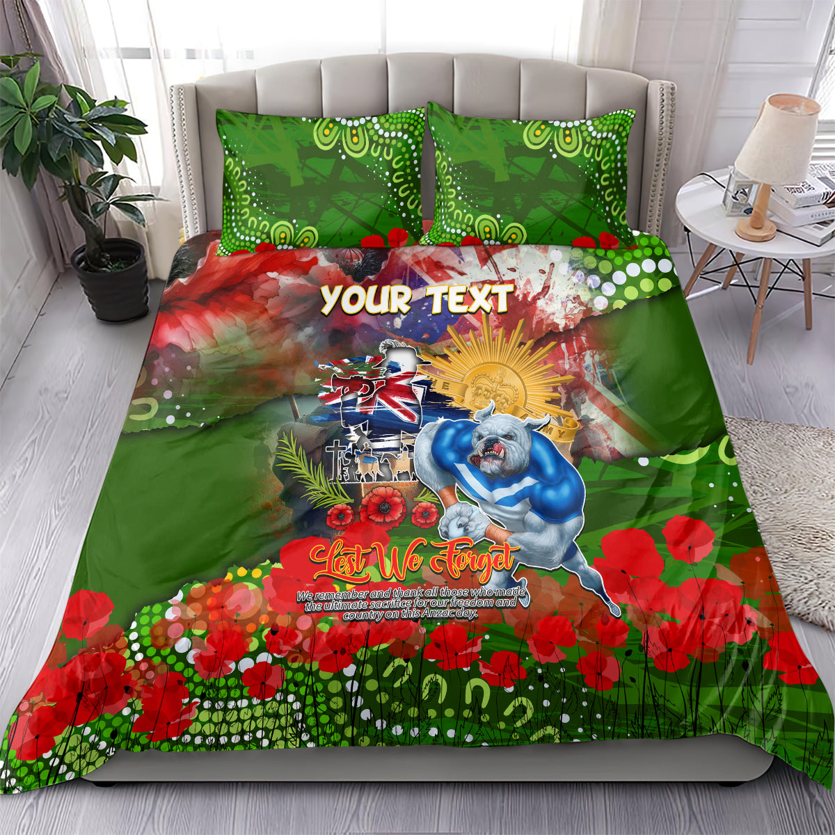 Personalised Australia Rugby Raiders ANZAC Bedding Set Canberra Scratch Style