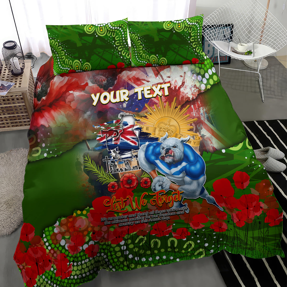 Personalised Australia Rugby Raiders ANZAC Bedding Set Canberra Scratch Style
