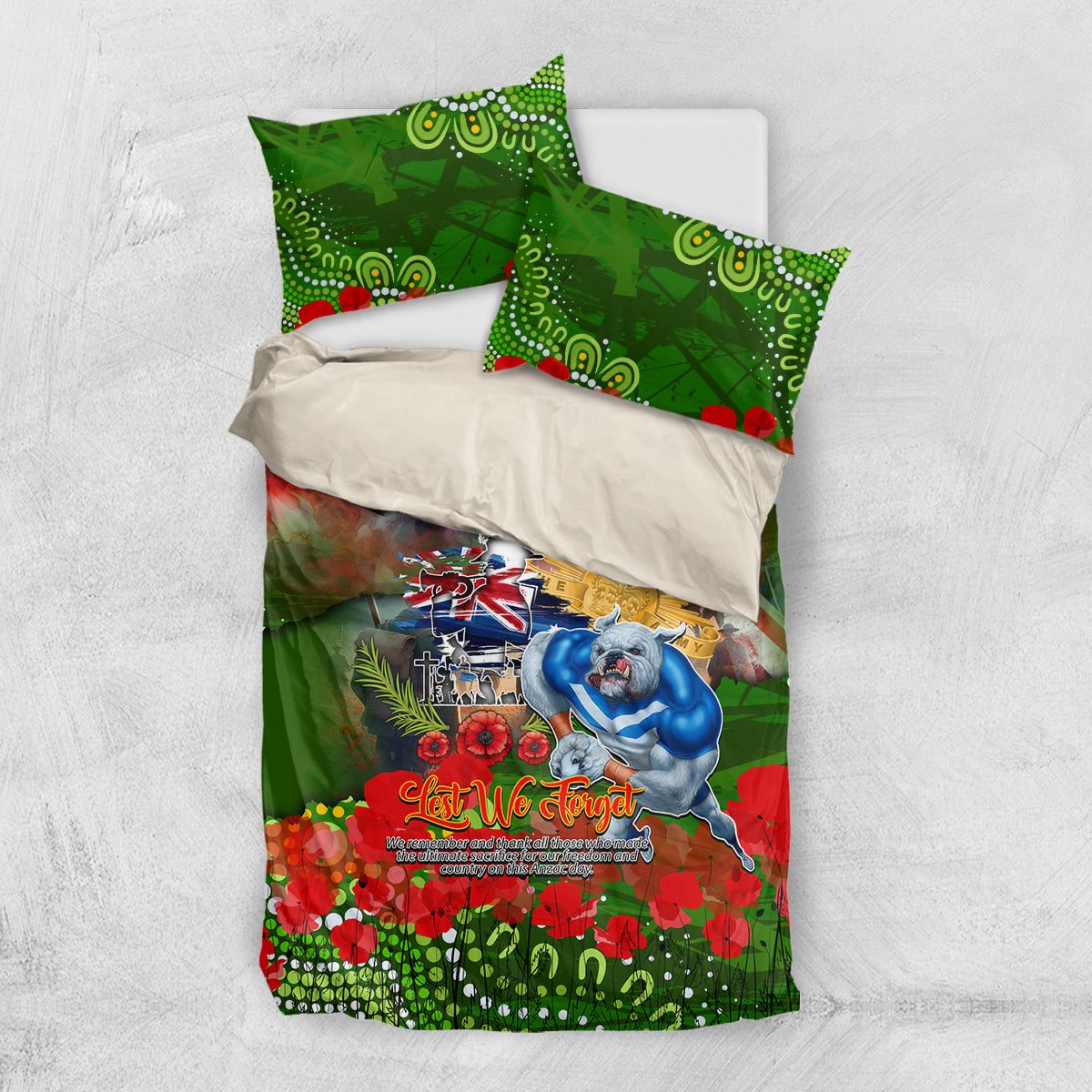 Personalised Australia Rugby Raiders ANZAC Bedding Set Canberra Scratch Style