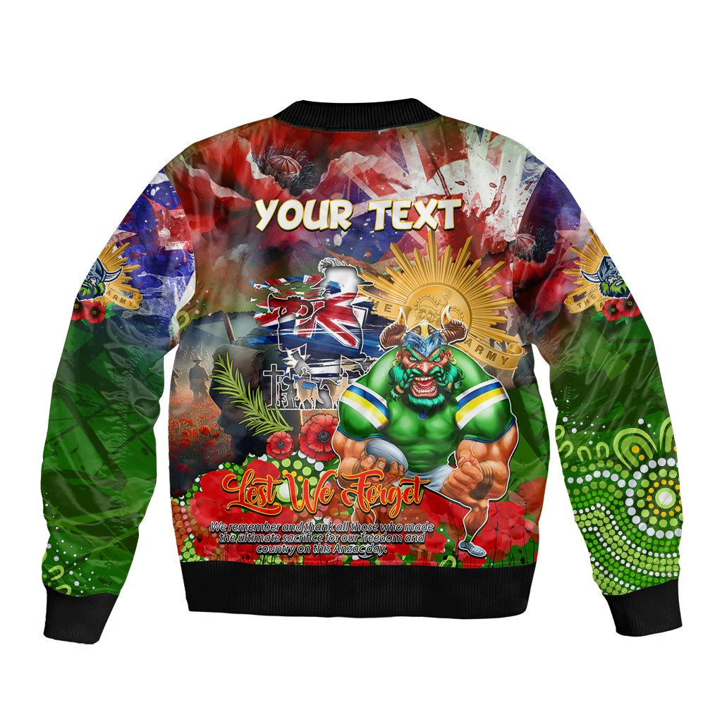 Personalised Australia Rugby Raiders ANZAC Bomber Jacket Canberra Scratch Style