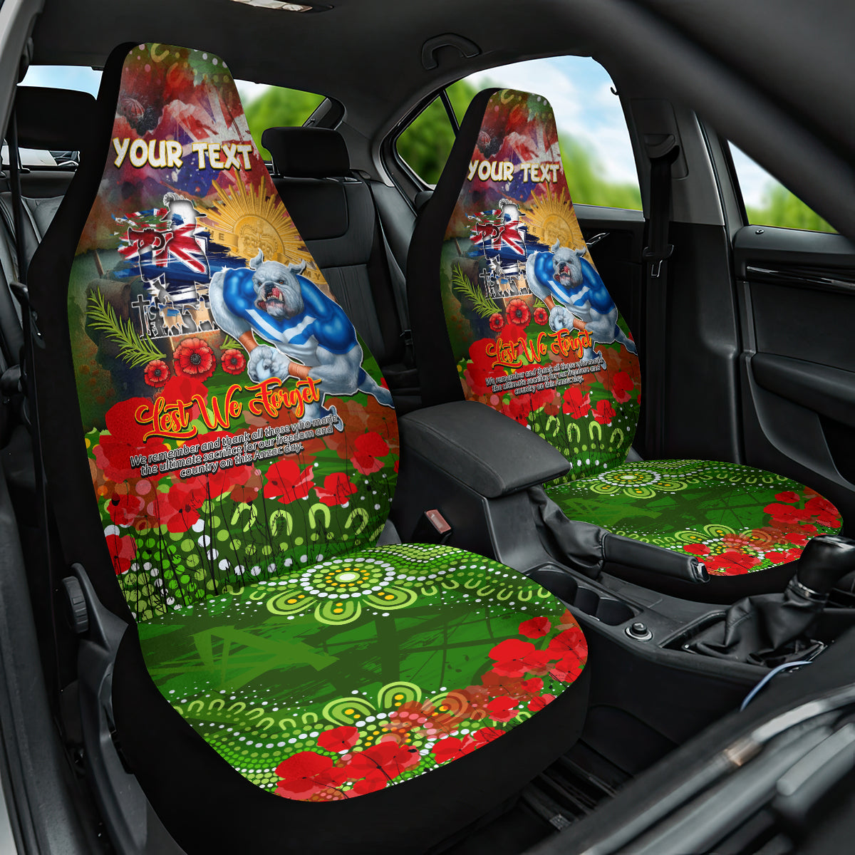 Personalised Australia Rugby Raiders ANZAC Car Seat Cover Canberra Scratch Style