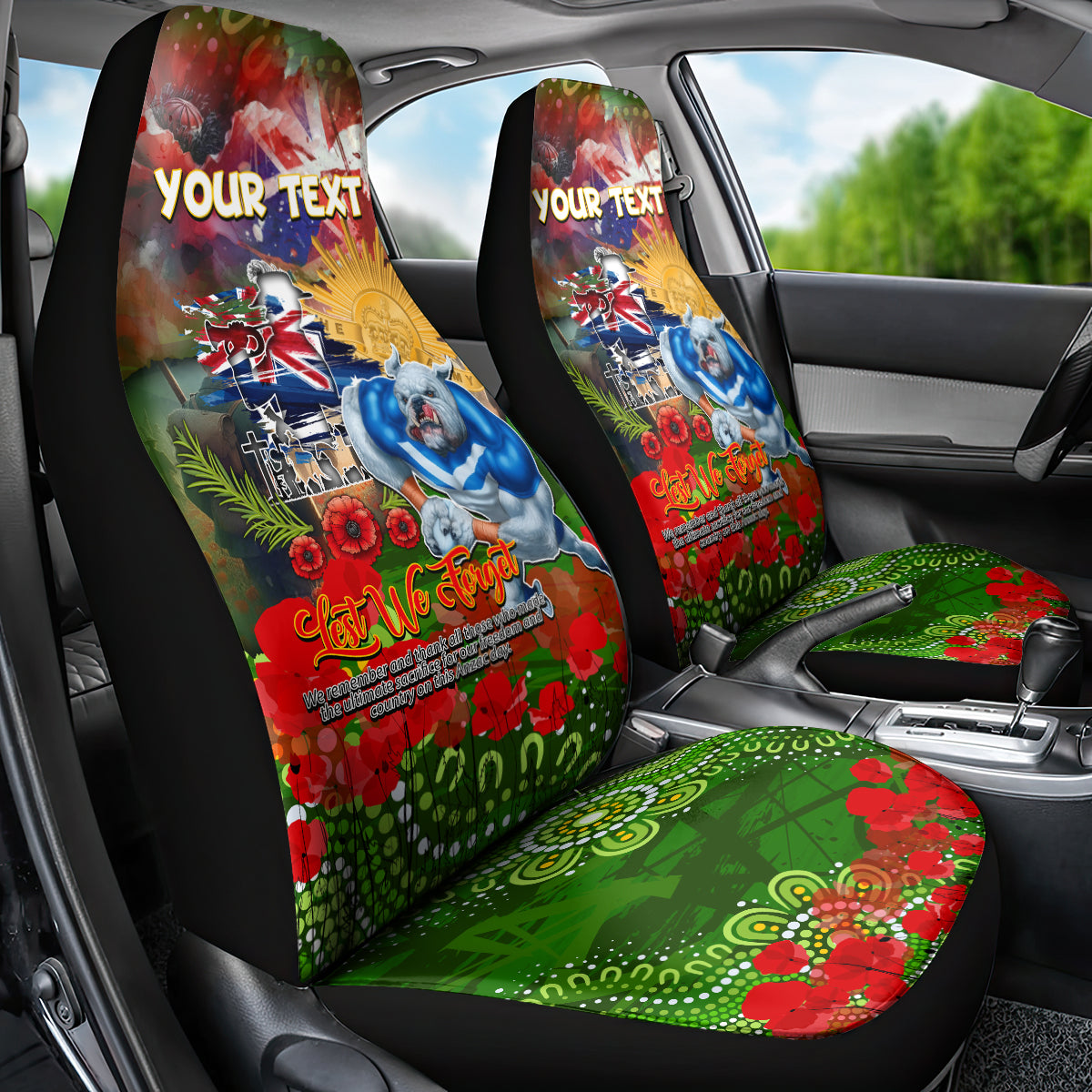Personalised Australia Rugby Raiders ANZAC Car Seat Cover Canberra Scratch Style