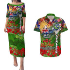 Personalised Australia Rugby Raiders ANZAC Couples Matching Puletasi and Hawaiian Shirt Canberra Scratch Style