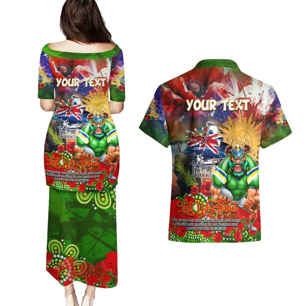 Personalised Australia Rugby Raiders ANZAC Couples Matching Puletasi and Hawaiian Shirt Canberra Scratch Style