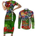 Personalised Australia Rugby Raiders ANZAC Couples Matching Short Sleeve Bodycon Dress and Long Sleeve Button Shirt Canberra Scratch Style