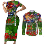 Personalised Australia Rugby Raiders ANZAC Couples Matching Short Sleeve Bodycon Dress and Long Sleeve Button Shirt Canberra Scratch Style