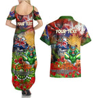 Personalised Australia Rugby Raiders ANZAC Couples Matching Summer Maxi Dress and Hawaiian Shirt Canberra Scratch Style