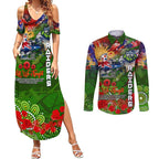 Personalised Australia Rugby Raiders ANZAC Couples Matching Summer Maxi Dress and Long Sleeve Button Shirt Canberra Scratch Style