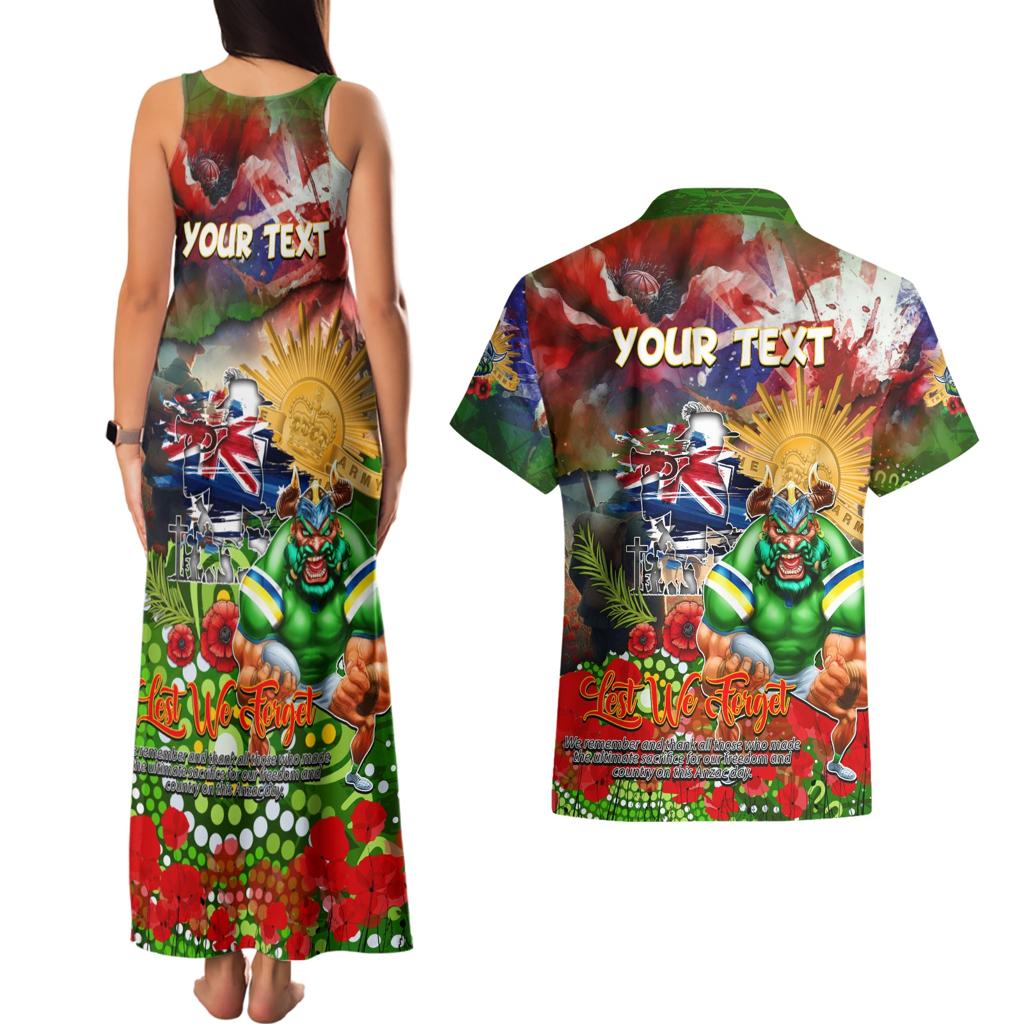 Personalised Australia Rugby Raiders ANZAC Couples Matching Tank Maxi Dress and Hawaiian Shirt Canberra Scratch Style