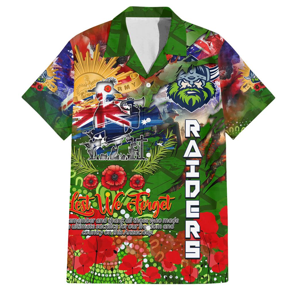 Personalised Australia Rugby Raiders ANZAC Family Matching Long Sleeve Bodycon Dress and Hawaiian Shirt Canberra Scratch Style