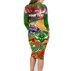 Personalised Australia Rugby Raiders ANZAC Family Matching Long Sleeve Bodycon Dress and Hawaiian Shirt Canberra Scratch Style