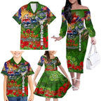 Personalised Australia Rugby Raiders ANZAC Family Matching Off The Shoulder Long Sleeve Dress and Hawaiian Shirt Canberra Scratch Style
