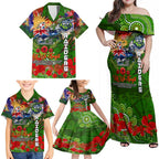 Personalised Australia Rugby Raiders ANZAC Family Matching Off Shoulder Maxi Dress and Hawaiian Shirt Canberra Scratch Style