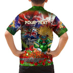 Personalised Australia Rugby Raiders ANZAC Family Matching Off Shoulder Maxi Dress and Hawaiian Shirt Canberra Scratch Style