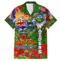 Personalised Australia Rugby Raiders ANZAC Family Matching Off Shoulder Maxi Dress and Hawaiian Shirt Canberra Scratch Style