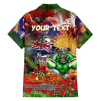 Personalised Australia Rugby Raiders ANZAC Family Matching Off Shoulder Maxi Dress and Hawaiian Shirt Canberra Scratch Style