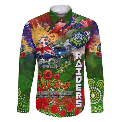 Personalised Australia Rugby Raiders ANZAC Family Matching Off Shoulder Short Dress and Hawaiian Shirt Canberra Scratch Style