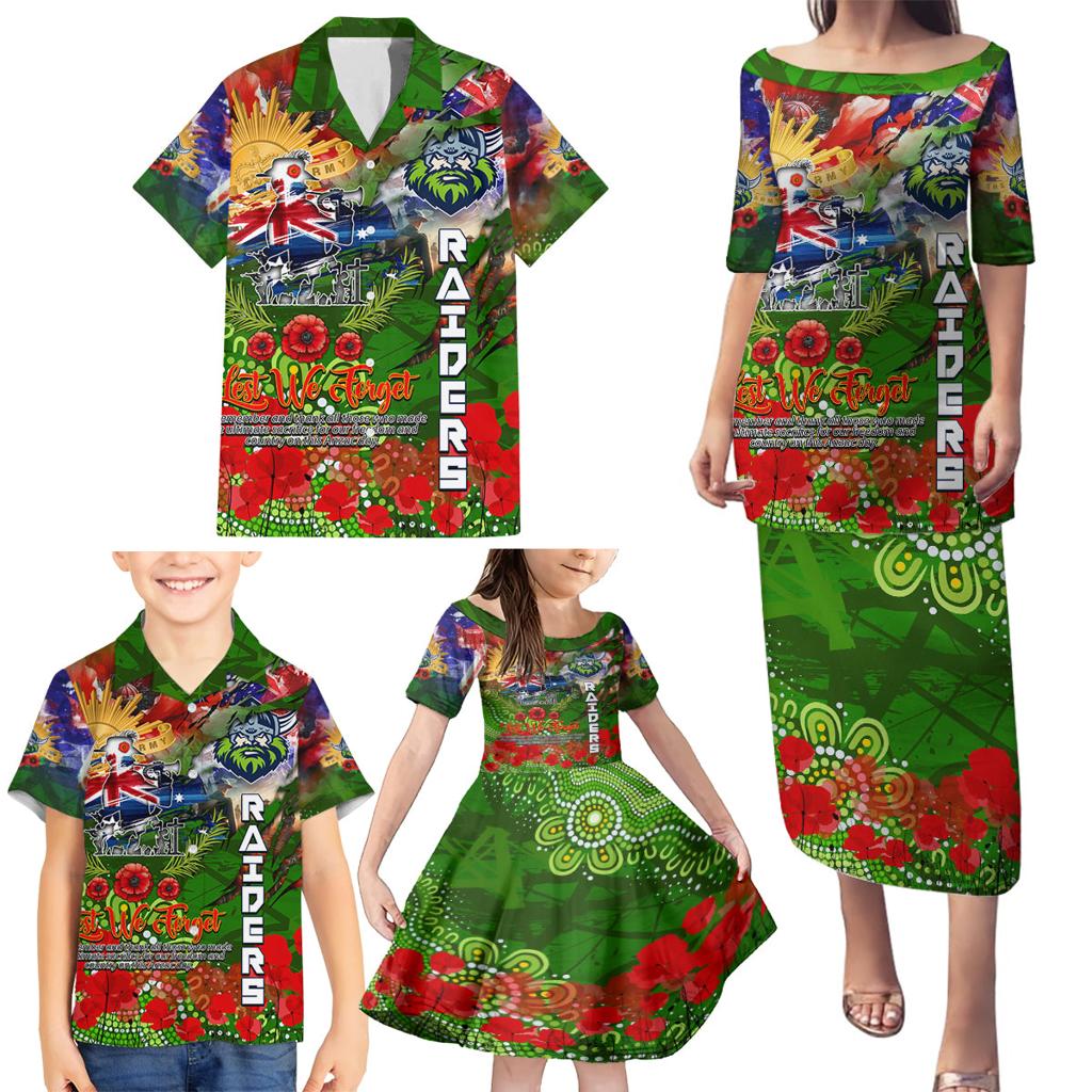 Personalised Australia Rugby Raiders ANZAC Family Matching Puletasi and Hawaiian Shirt Canberra Scratch Style