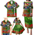 Personalised Australia Rugby Raiders ANZAC Family Matching Puletasi and Hawaiian Shirt Canberra Scratch Style