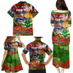 Personalised Australia Rugby Raiders ANZAC Family Matching Puletasi and Hawaiian Shirt Canberra Scratch Style
