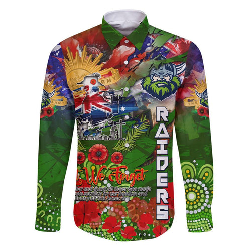 Personalised Australia Rugby Raiders ANZAC Family Matching Puletasi and Hawaiian Shirt Canberra Scratch Style