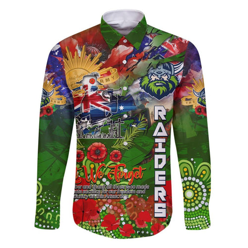 Personalised Australia Rugby Raiders ANZAC Family Matching Short Sleeve Bodycon Dress and Hawaiian Shirt Canberra Scratch Style