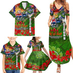 Personalised Australia Rugby Raiders ANZAC Family Matching Summer Maxi Dress and Hawaiian Shirt Canberra Scratch Style