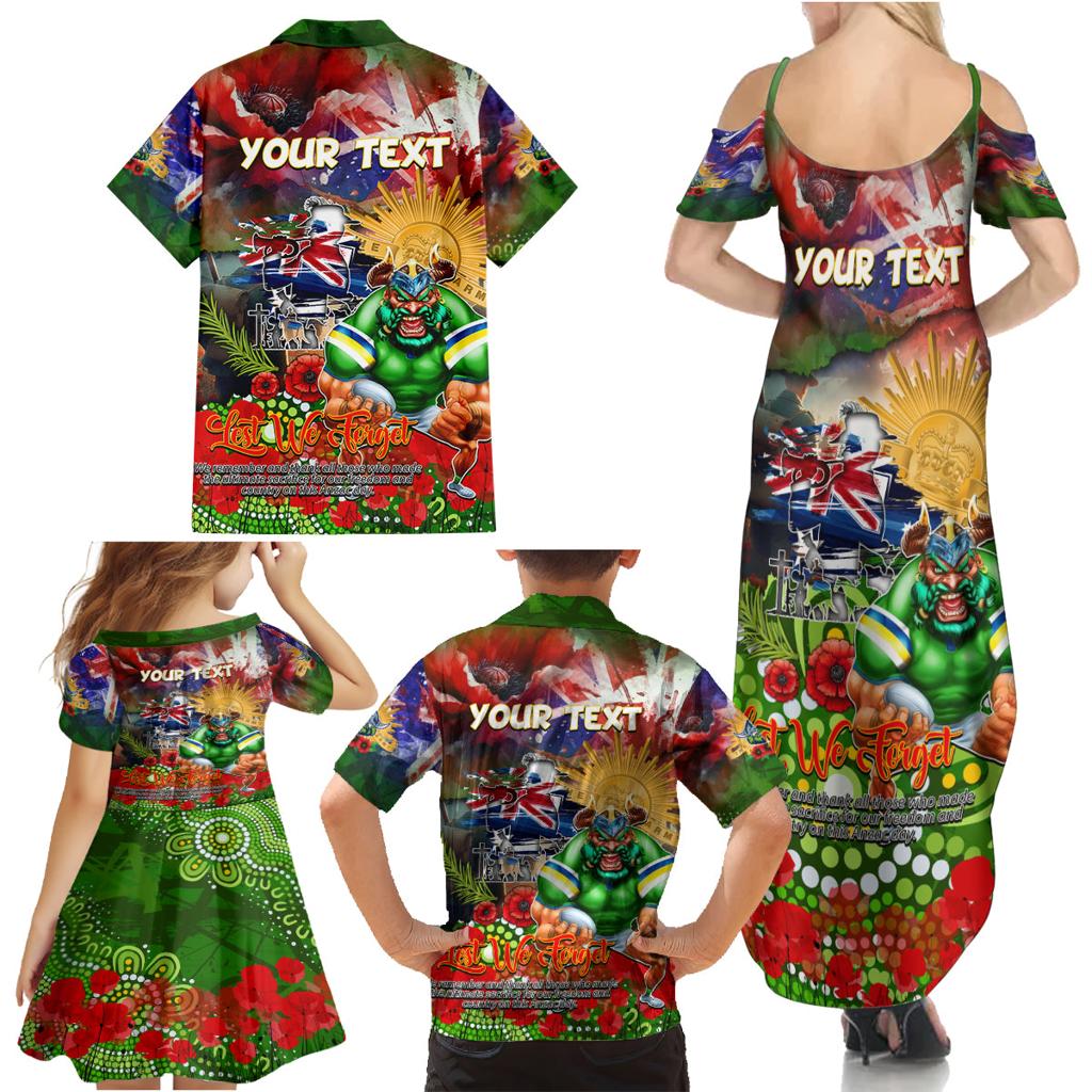 Personalised Australia Rugby Raiders ANZAC Family Matching Summer Maxi Dress and Hawaiian Shirt Canberra Scratch Style