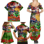 Personalised Australia Rugby Raiders ANZAC Family Matching Summer Maxi Dress and Hawaiian Shirt Canberra Scratch Style