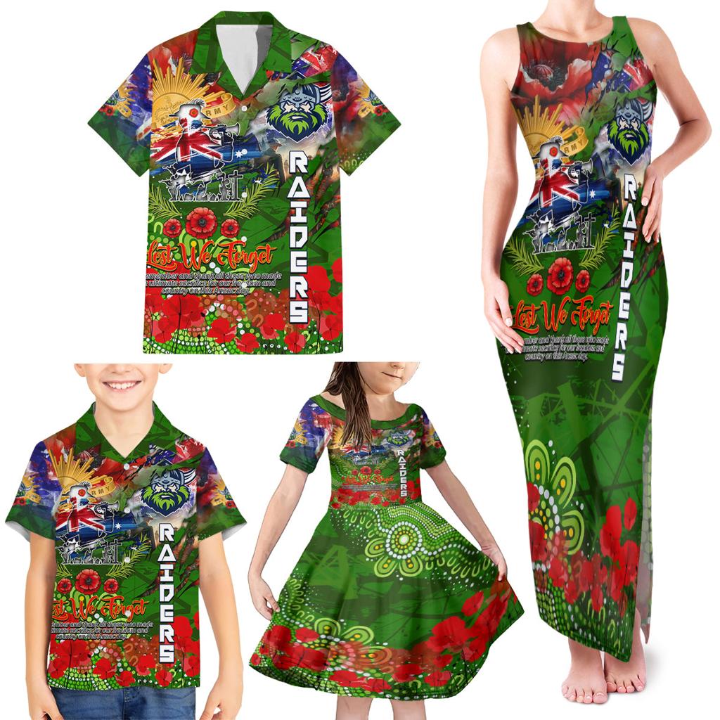 Personalised Australia Rugby Raiders ANZAC Family Matching Tank Maxi Dress and Hawaiian Shirt Canberra Scratch Style