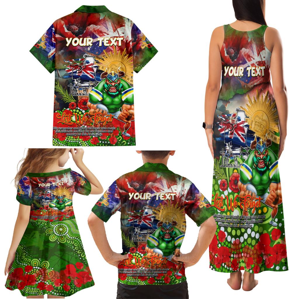 Personalised Australia Rugby Raiders ANZAC Family Matching Tank Maxi Dress and Hawaiian Shirt Canberra Scratch Style