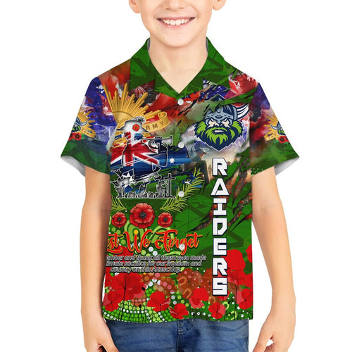 Personalised Australia Rugby Raiders ANZAC Family Matching Tank Maxi Dress and Hawaiian Shirt Canberra Scratch Style