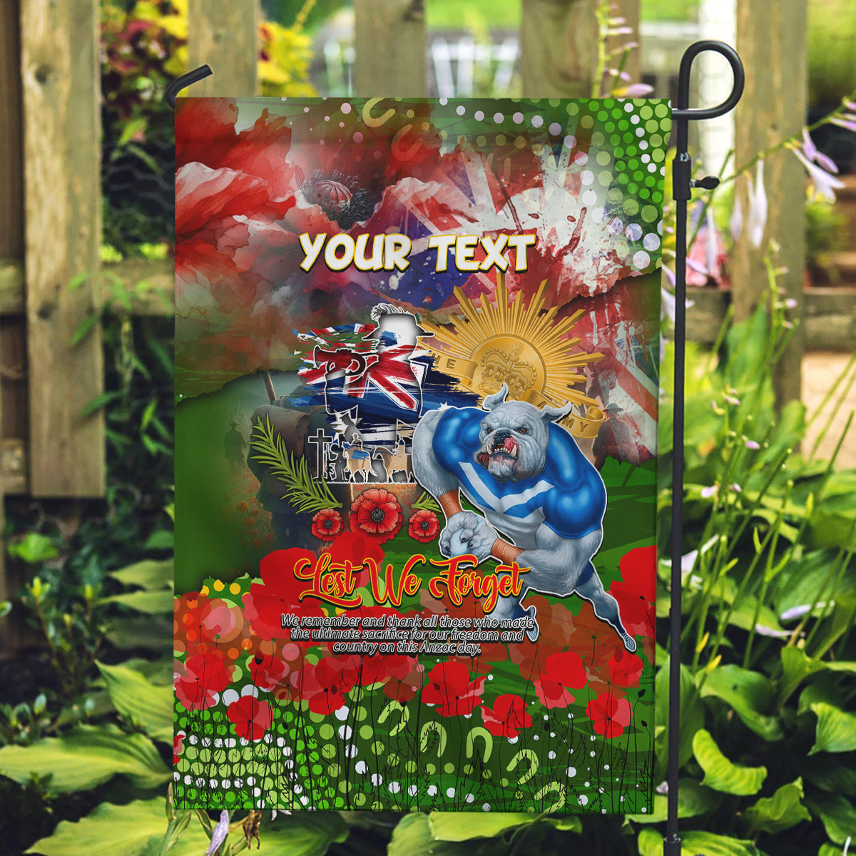 Personalised Australia Rugby Raiders ANZAC Garden Flag Canberra Scratch Style
