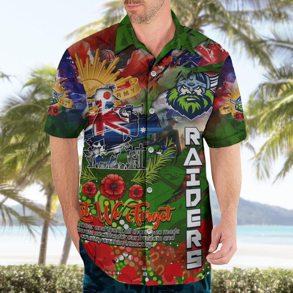 Personalised Australia Rugby Raiders ANZAC Hawaiian Shirt Canberra Scratch Style