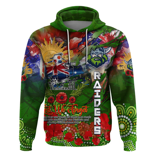 Personalised Australia Rugby Raiders ANZAC Hoodie Canberra Scratch Style