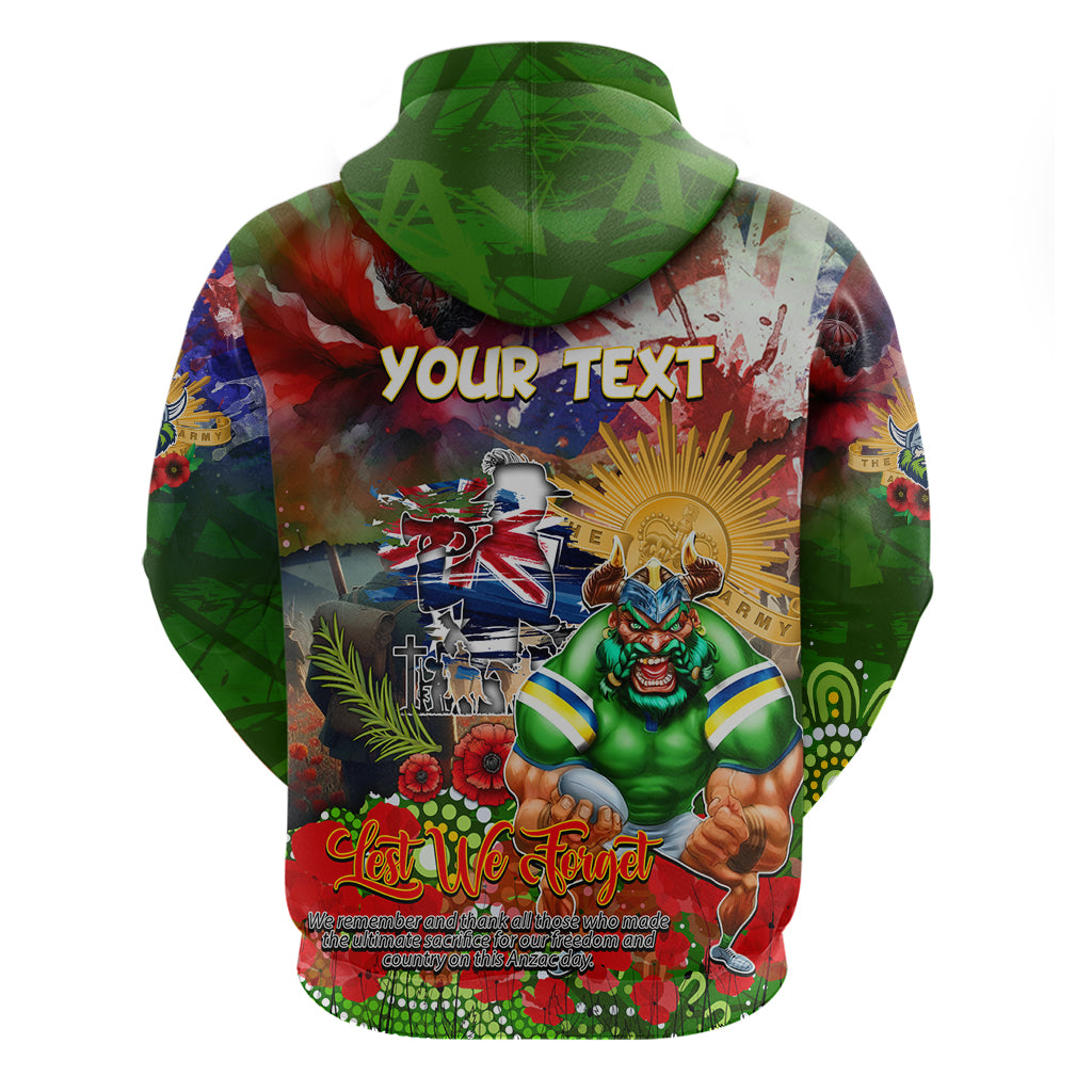 Personalised Australia Rugby Raiders ANZAC Hoodie Canberra Scratch Style