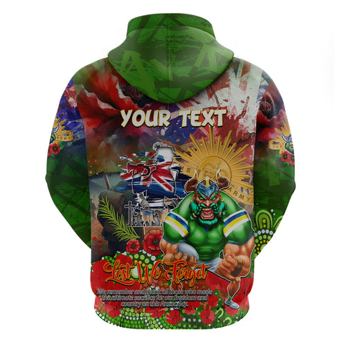 Personalised Australia Rugby Raiders ANZAC Hoodie Canberra Scratch Style